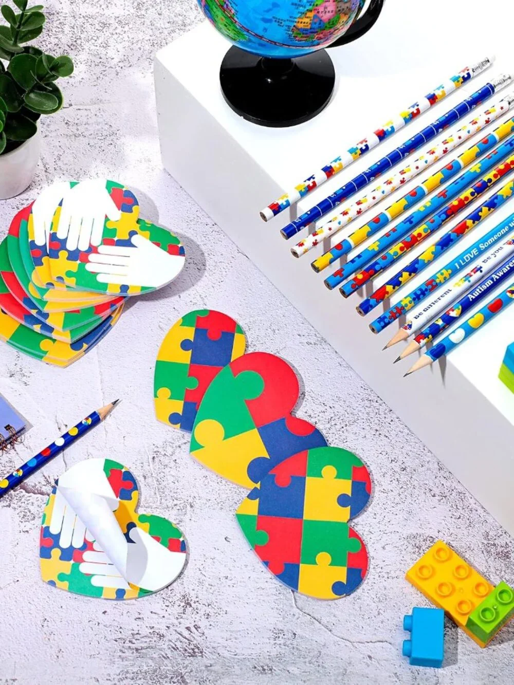24 Pcs Autism Awareness Pencils and Sticky Note Pads Autism Awareness Theme Gift